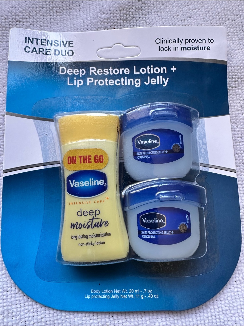 Vaseline Deep Moisture Lotion + Lip Protecting Jelly Duo - Yellow & White